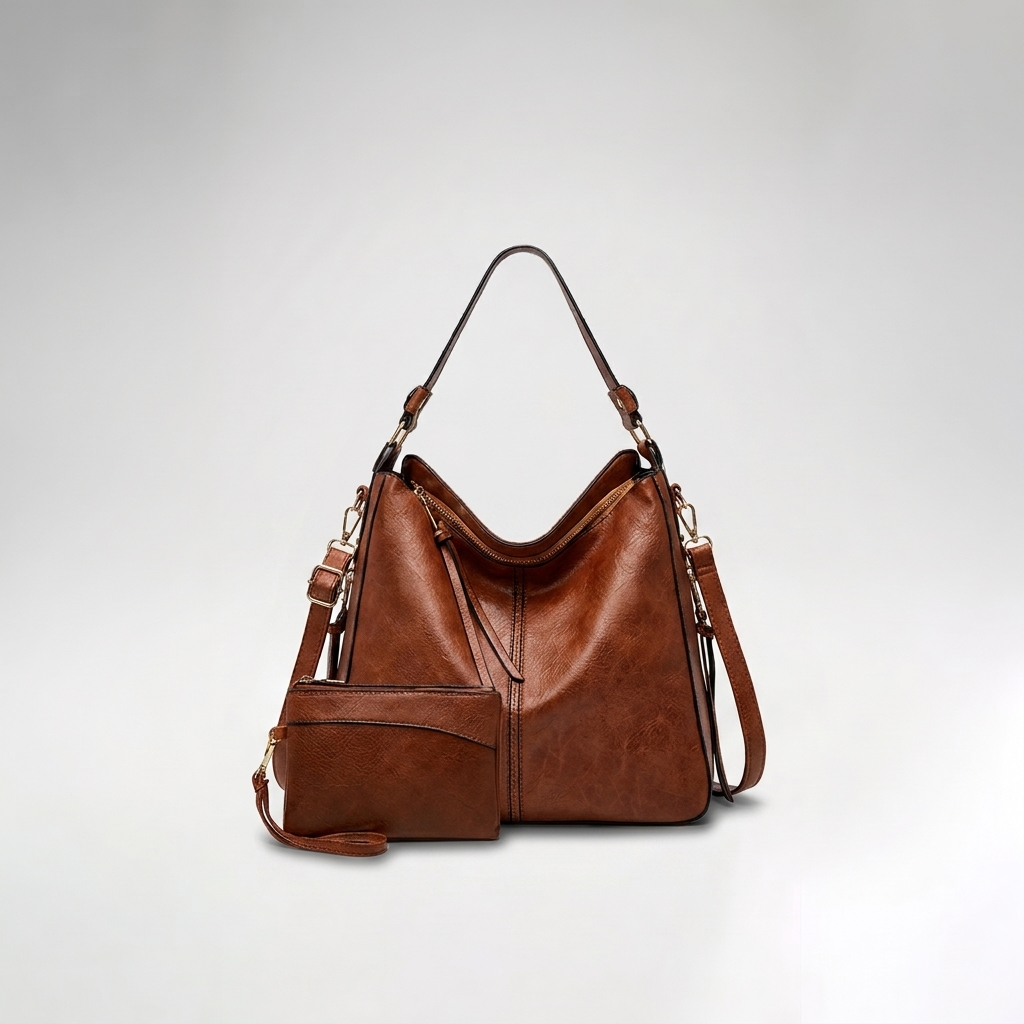 Bolso Miralda color Marrón - con bolso de mano a juego